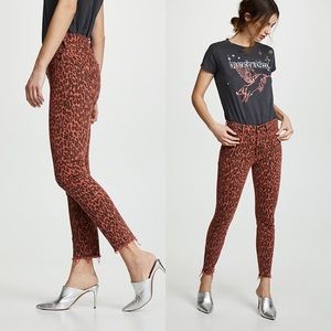 MOTHER Leopard Print Skinny Jeans in Rust Brown